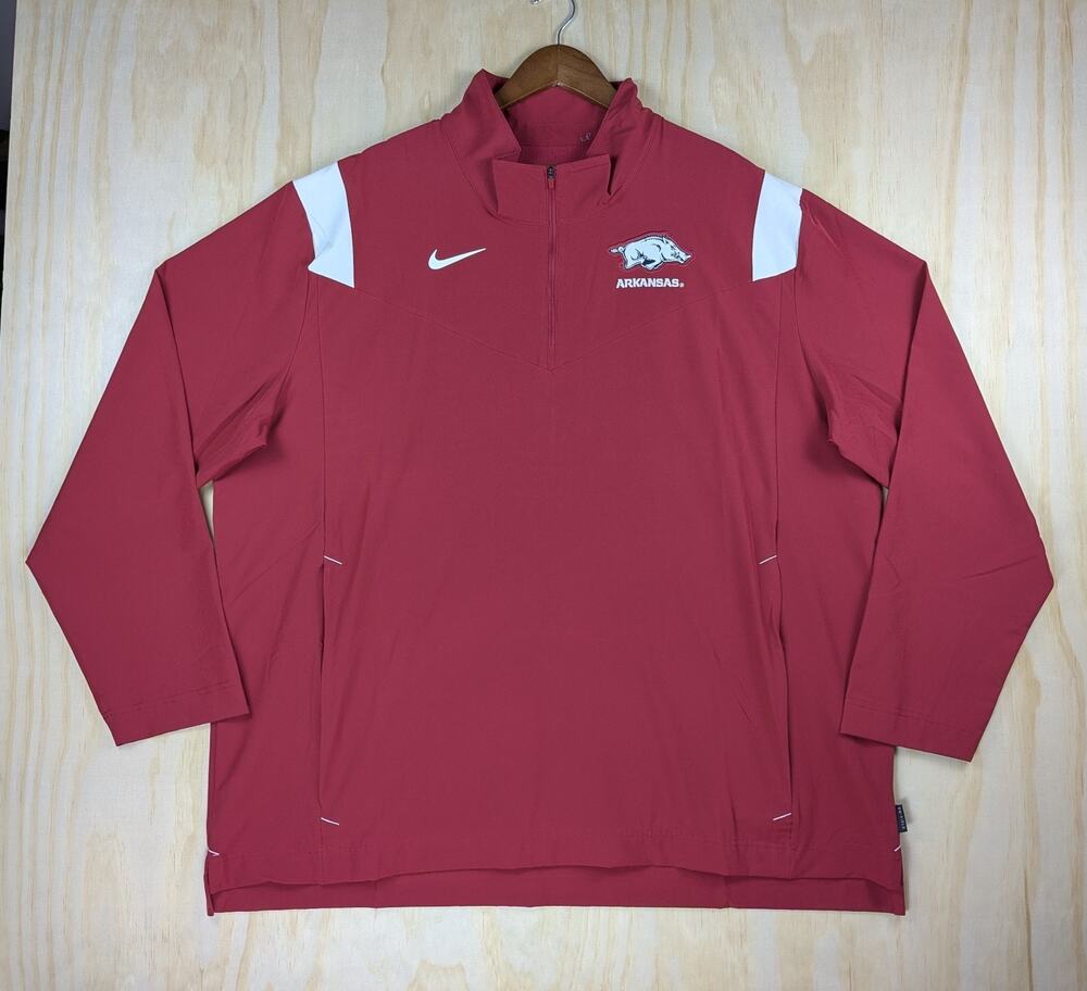 Nike Men's 3XL Arkansas Razorbacks On-Field 1/4 Zip Pullover Jacket Red Stretch
